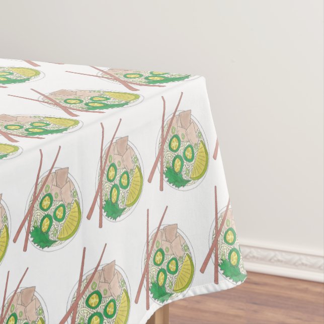 PHO Vietnamese Food Chicken Noodle Soup Chopsticks Tablecloth (In Situ)