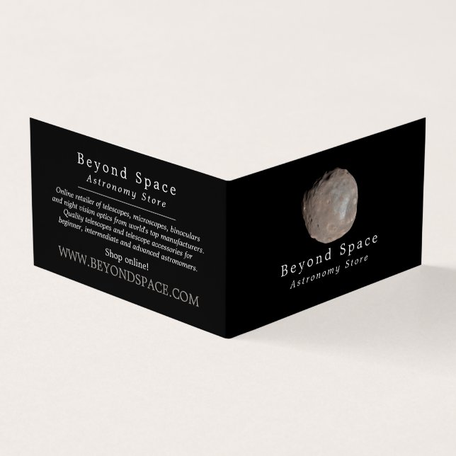 Phobos Moon Of Mars, Astronomer, Astronomy Store Business Card (Outside)