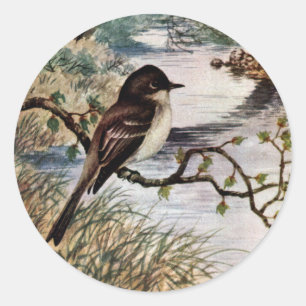 Phoebe and Stone Bridge Over Creek Classic Round Sticker