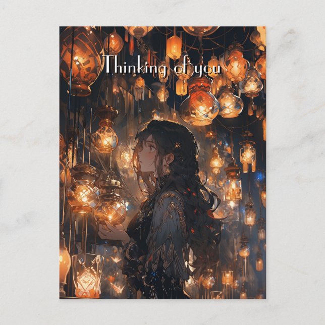 Phoebe in the Hall of Lanterns Postcard (Front)