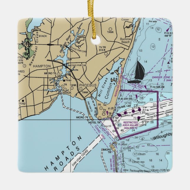 Phoebus VA Chart Ceramic Ornament (Front)