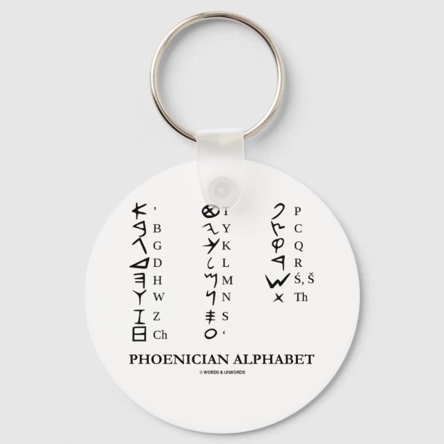Phoenician Alphabet (Linguistics Cryptography) Keychain (Front)