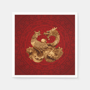 Phoenix and Dragon - on red Napkin