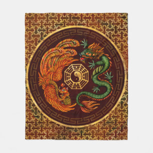 Phoenix and Dragon with bagua #1 Fleece Blanket