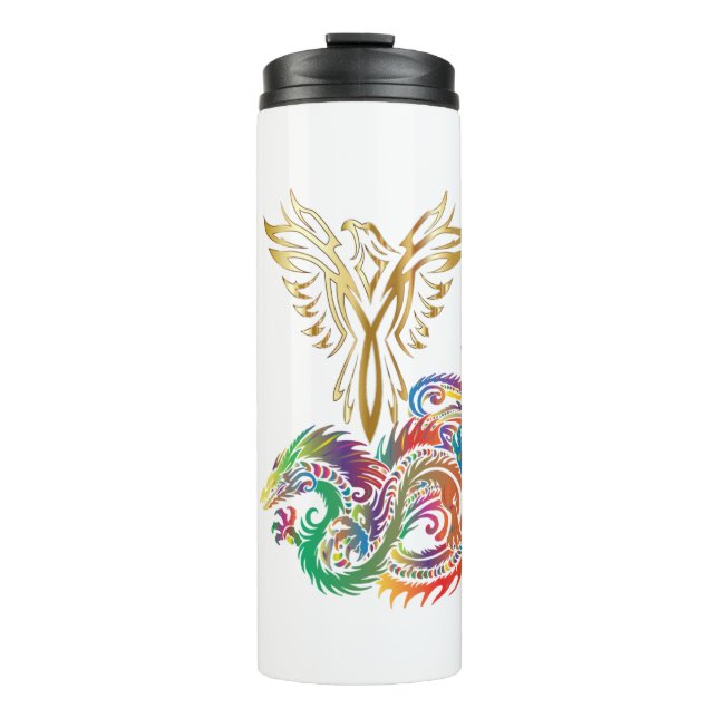 Phoenix and The Dragon Oriental Ying Yang Design Thermal Tumbler (Front)