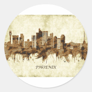 Phoenix Arizona Cityscape Classic Round Sticker