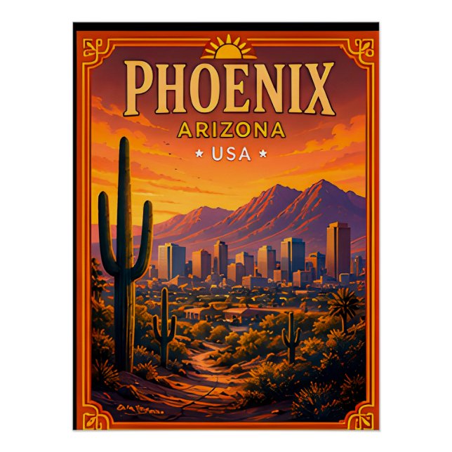 🌵 Phoenix Arizona Desert Vacation Memory Poster (Front)