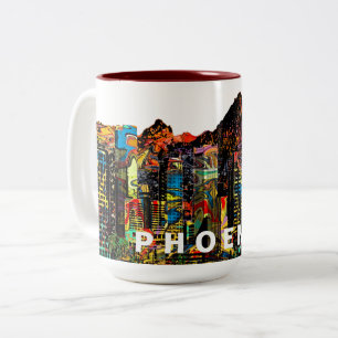 Phoenix, Arizona in graffiti Two-Tone Coffee Mug