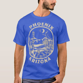 Phoenix Arizona Linocut Distressed Desert Illustra T-Shirt
