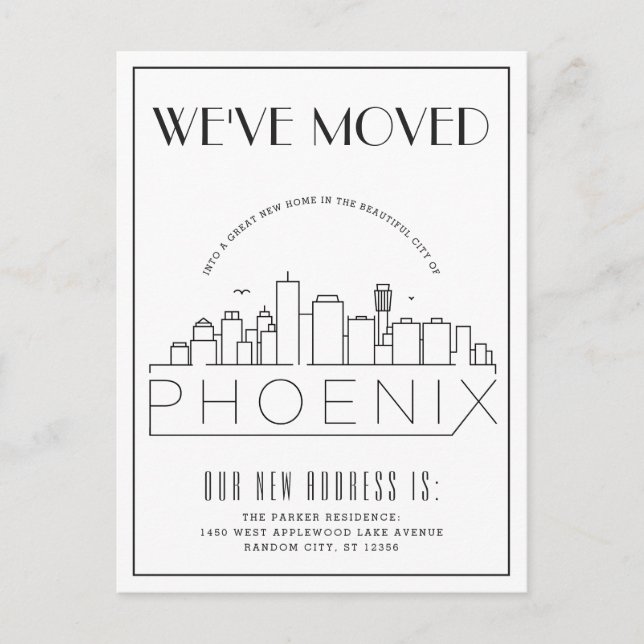 Phoenix, Arizona Modern Deco | Change of Address Announcement Postcard (Front)