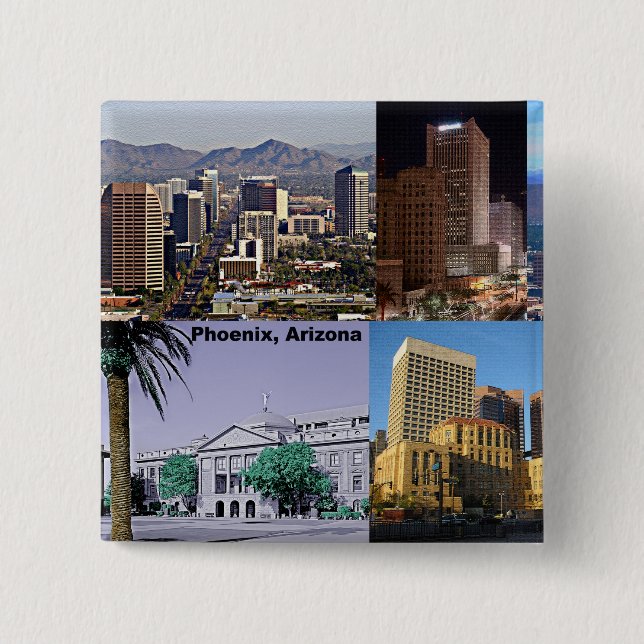 Phoenix Arizona Montage 2 Inch Square Button (Front)