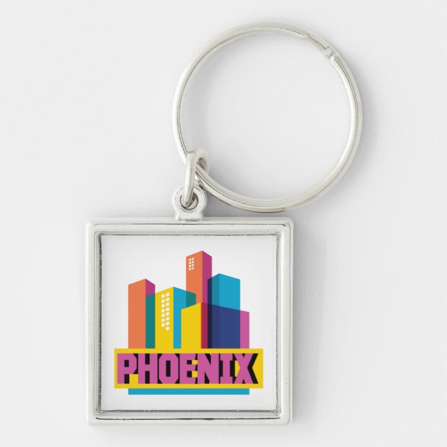 Phoenix, Arizona | Neon Skyline Keychain (Front)