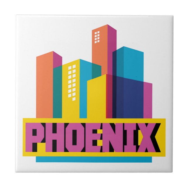 Phoenix, Arizona | Neon Skyline Tile (Front)