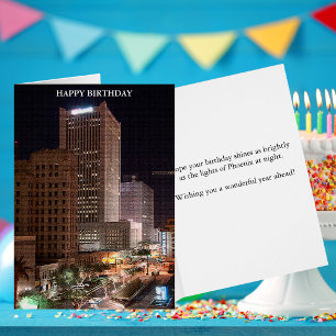 Phoenix Arizona Night Skyline Birthday Greeting