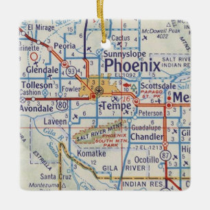 Phoenix Arizona Noël Ornement Carte Vintage