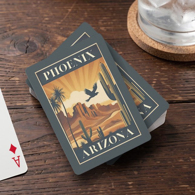 Phoenix Arizona Retro Travel Poster Playing Cards (Creator Uploaded)