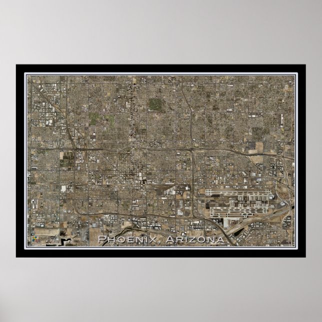 Phoenix Arizona Satellite Poster Map (Front)