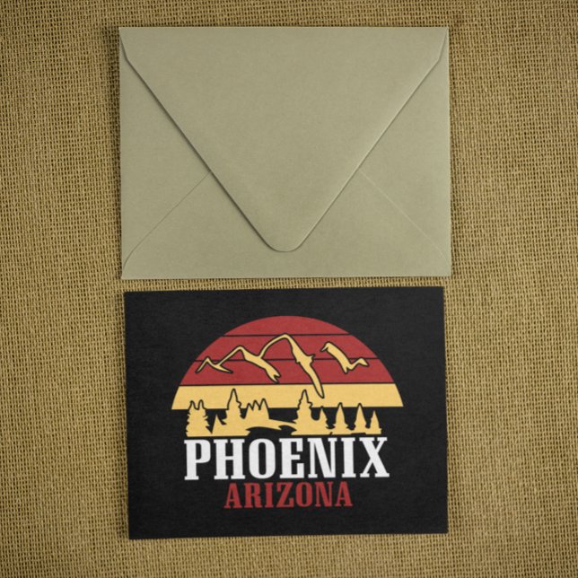 Phoenix Arizona Skyline Art Print Retro Sunset Postcard (Phoenix Arizona Skyline Art Print Retro Sunset Postcard)