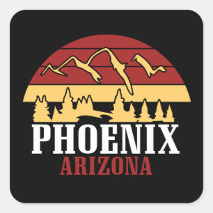 Phoenix Arizona Skyline Art Print Retro Sunset Square Sticker