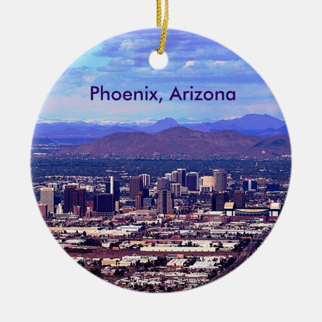 Phoenix Arizona Skyline in Daytime Ceramic Ornament (Front)