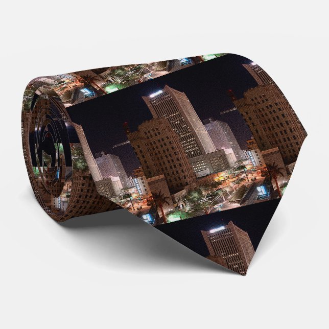 Phoenix Arizona Skyscapers at Night Tie (Rolled)