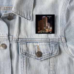 Phoenix Arizona SkyScraper Night Pinback 2 Inch Square Button
