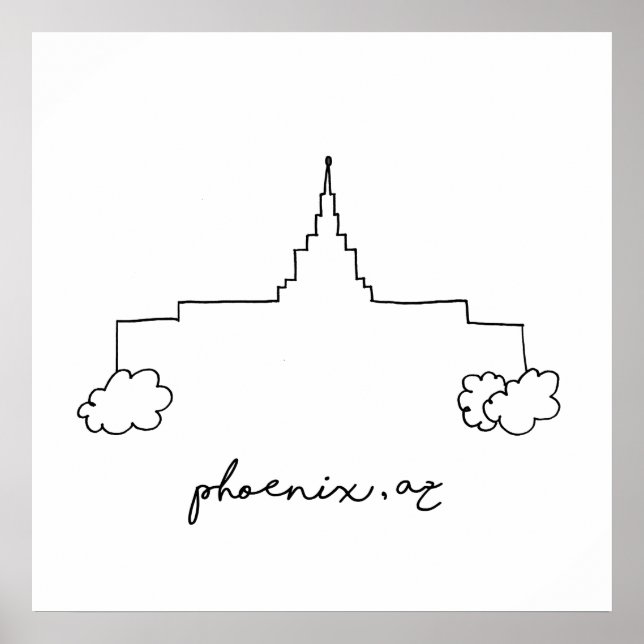 phoenix arizona temple simple modern sketch poster (Front)