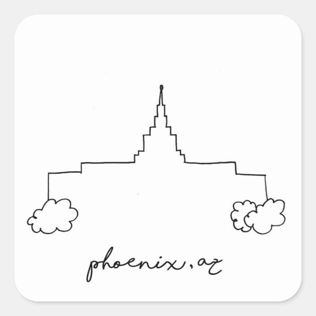 phoenix arizona temple simple modern sketch square sticker (Front)