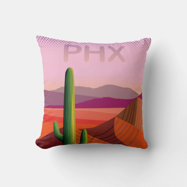 Phoenix Arizona | Travel Poster Throw Pillow (Front)