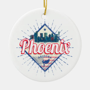 Phoenix Arizona United States Skyline Vintage USA Ceramic Ornament