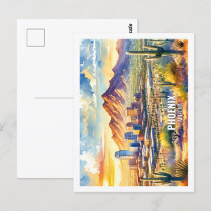Phoenix Arizona USA Famous Place watercolor Postcard