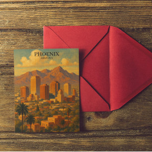 Phoenix Arizona Vintage Travel – Desert Skyline Postcard
