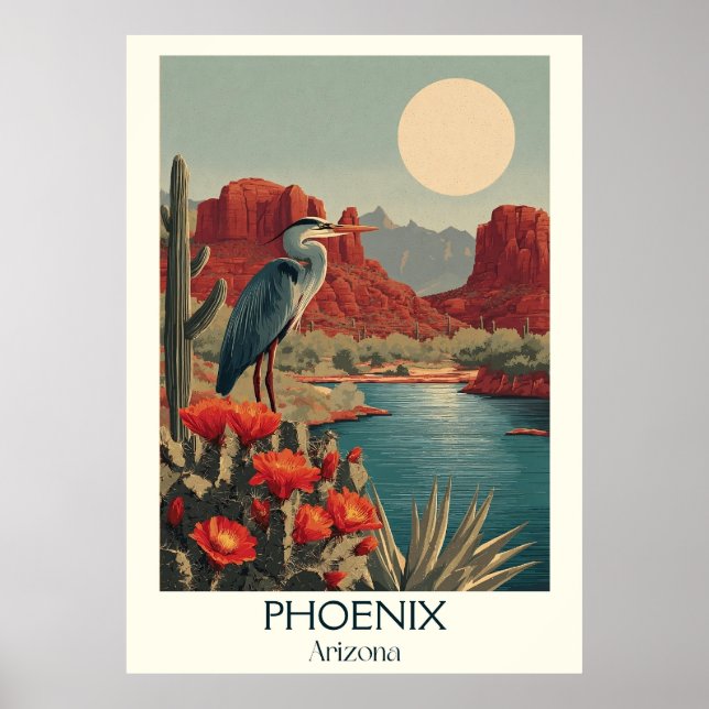 Phoenix Arizona Vintage Travel Poster | Retro Sono (Front)