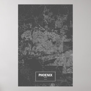 Phoenix, Arizona (white on black) Poster