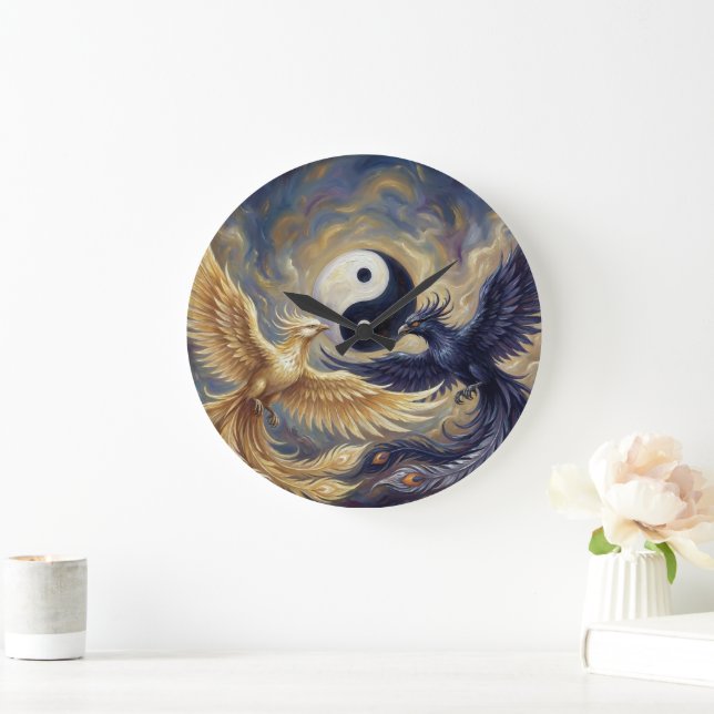 Phoenix Balance Spiritual Wall Tapestry Large Clock (Home)