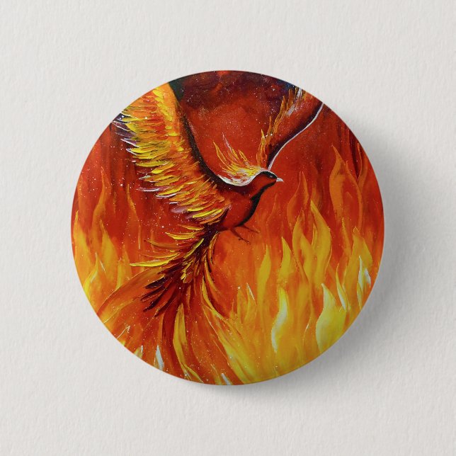 Phoenix bird 2 inch round button (Front)