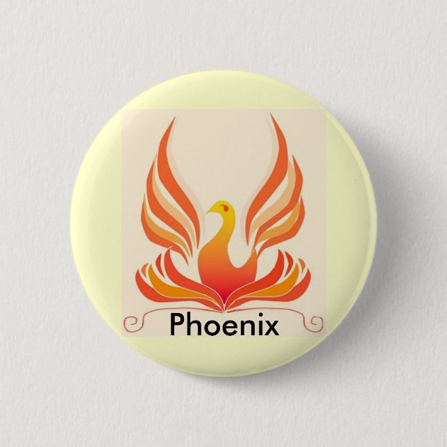 Phoenix Bird 2 Inch Round Button (Front)
