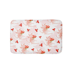 Phoenix Bird And Phoenix Flower Seamless Pattern Bath Mat