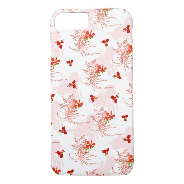 Phoenix Bird And Phoenix Flower Seamless Pattern Case-Mate iPhone Case (Back)