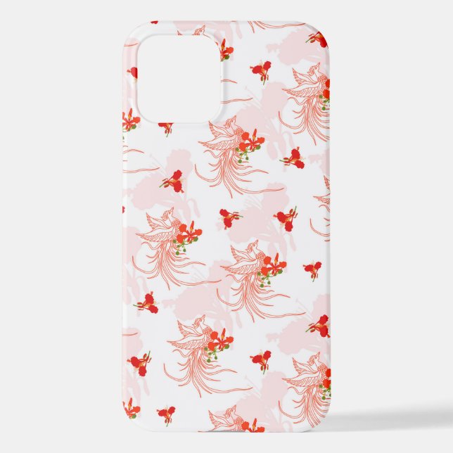 Phoenix Bird And Phoenix Flower Seamless Pattern iPhone Case (Back)