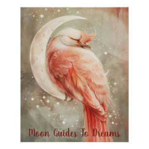 Phoenix bird baby sleeping on Moon Poster
