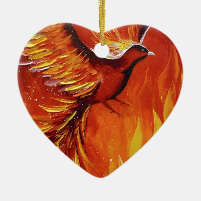 Phoenix bird ceramic ornament (Front)