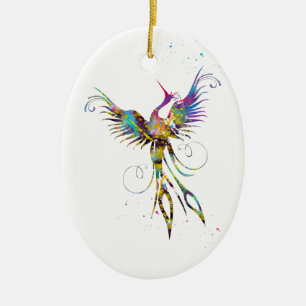Phoenix bird ceramic ornament