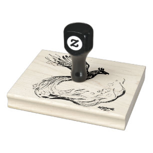 Phoenix Bird Flying Falcon Eagle Hawk Fire Flaming Rubber Stamp