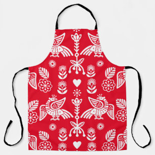 Phoenix Bird Folk Art Print Apron