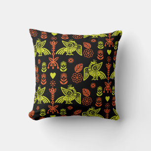 Phoenix Bird Folk Art Print Throw Pillow