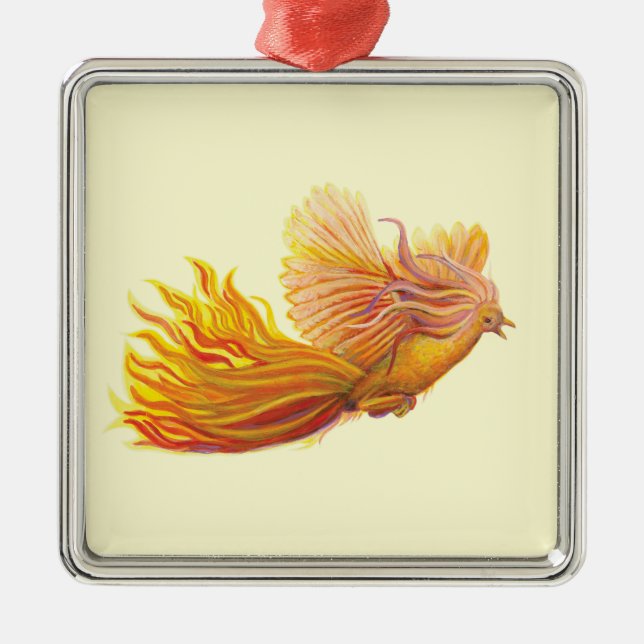 Phoenix Bird in Flight  Metal Ornament (Front)