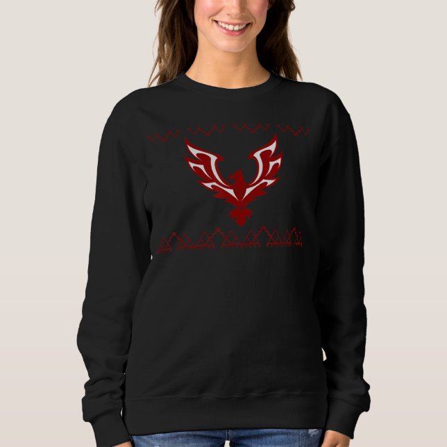 Phoenix Bird In Red With Native Border Sweatshirt (Front)