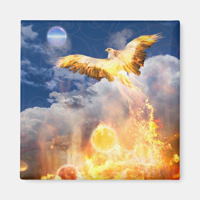 Phoenix Bird RISE ABOVE YOUR TROUBLES Magnet (Front)