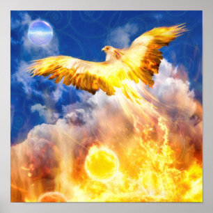 Phoenix Bird RISE ABOVE YOUR TROUBLES Poster